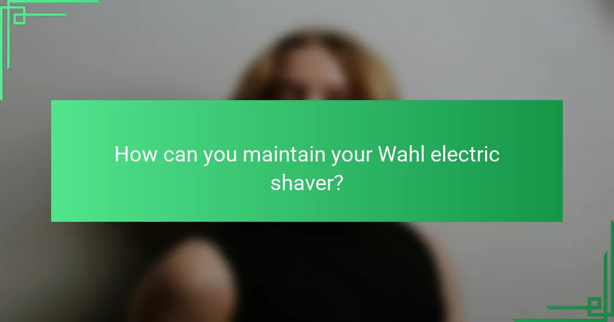 How can you maintain your Wahl electric shaver?